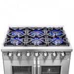 Forno Capriasca 36" Stainless Steel French Door Freestanding Gas Range with Air Fry (5.36 Cu. Ft.) - FFSGS6460-36