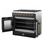 Forno Galiano 36" Black French Door Dual Fuel Range with True Convection (5.36 Cu. Ft.) - FFSGS6356-36BLK