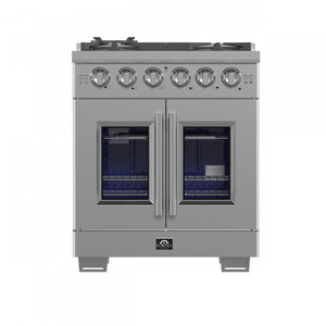 Forno Capriasca 30" Stainless Steel French Door Freestanding Gas Range with Air Fry (4.32 Cu. Ft.) - FFSGS6460-30