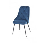 Peacock Velvet Dining Chair - Blue/Black - Set of Two