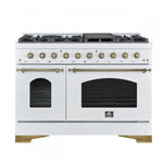 Forno Antico 48" White Freestanding Dual Fuel Double Oven Range (5.5 Cu. Ft.) - FFSGS6113-48WHT