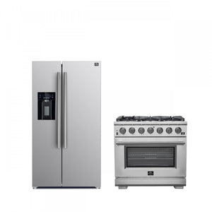 Forno Premium Stainless Steel Kitchen Package with 36" Range and Side-by-Side Refrigerator - FBDL-019-02CAUS