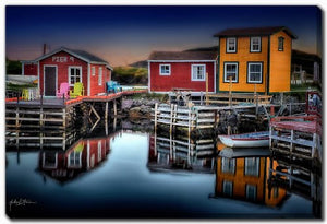Dockside Dusk Wall Art - Blue/Red - 38 X 60
