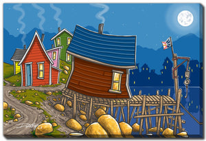 Moonlit Village Wall Art - Multi-Colour - 30 X 45