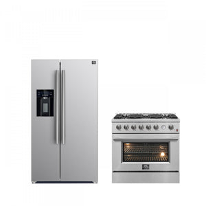 Forno Premium Stainless Steel Kitchen Package with Side-by-Side Refrigerator and Gas Range - FBDL-021-03CAUS