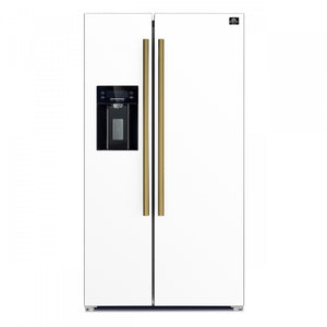 Forno Salerno 36" 20 Cu.Ft. White Side-by-Side Refrigerator with Ice & Water Dispenser - FFRBI1844-36WHT