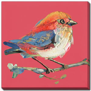 Feathered Friend Wall Art - Red - 16 X 16