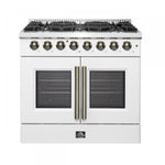 Forno Galiano 36" White French Door Dual Fuel Range with True Convection (5.36 Cu. Ft.) - FFSGS6356-36WHT