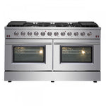Forno Galiano 60" Stainless Steel Freestanding Double Oven Gas Range With Convection (8.64 Cu. Ft.) - FFSGS6244-60