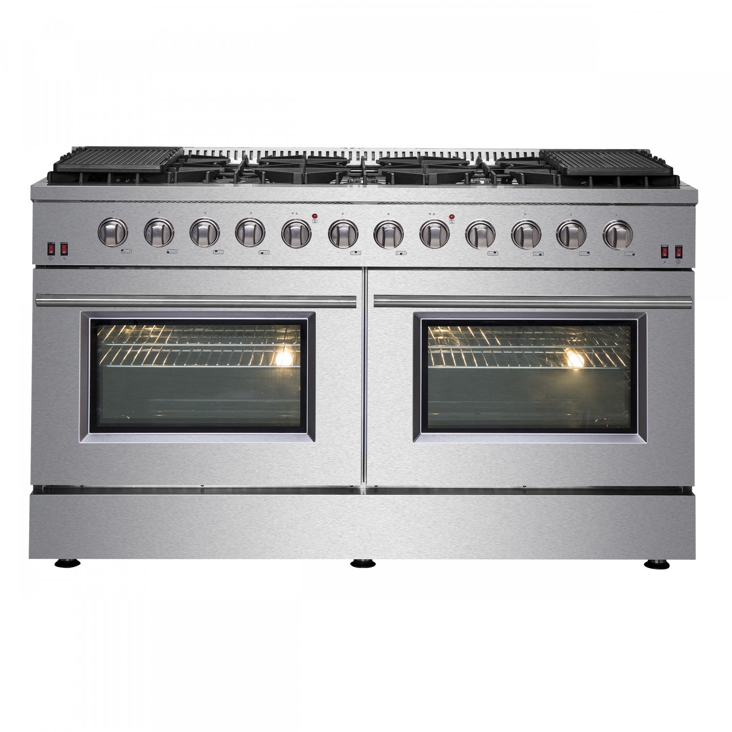 Forno Galiano 60" Stainless Steel Freestanding Double Oven Gas Range With Convection (8.64 Cu. Ft.) - FFSGS6244-60
