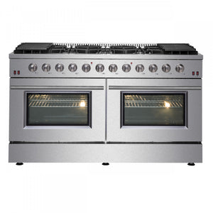 Forno Galiano 60" Stainless Steel Freestanding Double Oven Gas Range With Convection (8.64 Cu. Ft.) - FFSGS6244-60