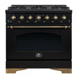 Forno Antico 36" Black Dual Fuel Range (4.5 Cu. Ft.) - FFSGS6113-36BLK