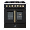 Forno Galiano 30" Black French Door Dual Fuel Range with True Convection (4.32 Cu. Ft.) - FFSGS6356-30BLK