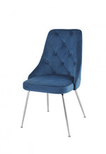 Peacock Velvet Dining Chair - Blue/Chrome - Set of Two