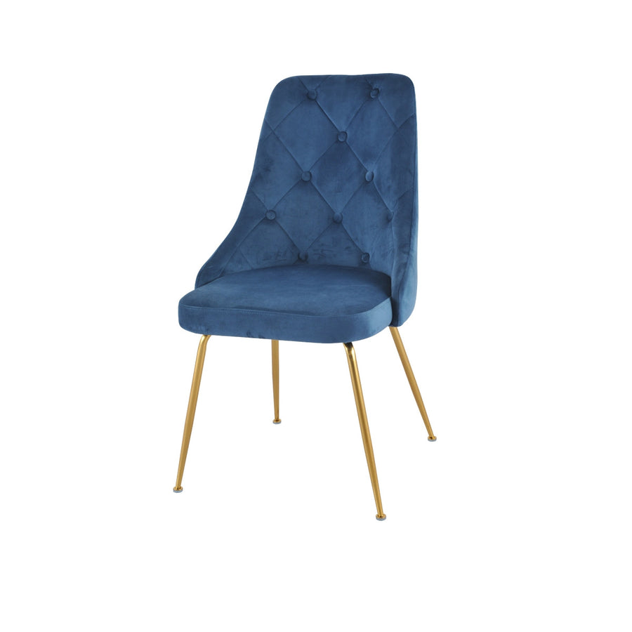 Peacock Velvet Dining Chair - Blue/Gold- Set of Two
