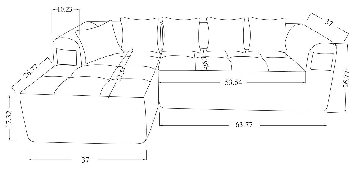 Maya All Foam Sectional - Grey