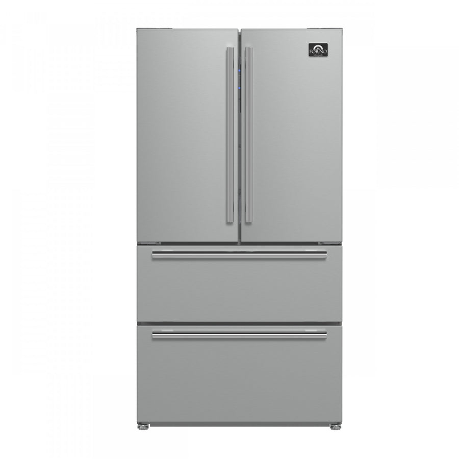 Forno Moena 36" 19.2 Cu.Ft. Stainless Steel Counter-Depth French Door Refrigerator with Ice Maker - FFRBI1820-36SB