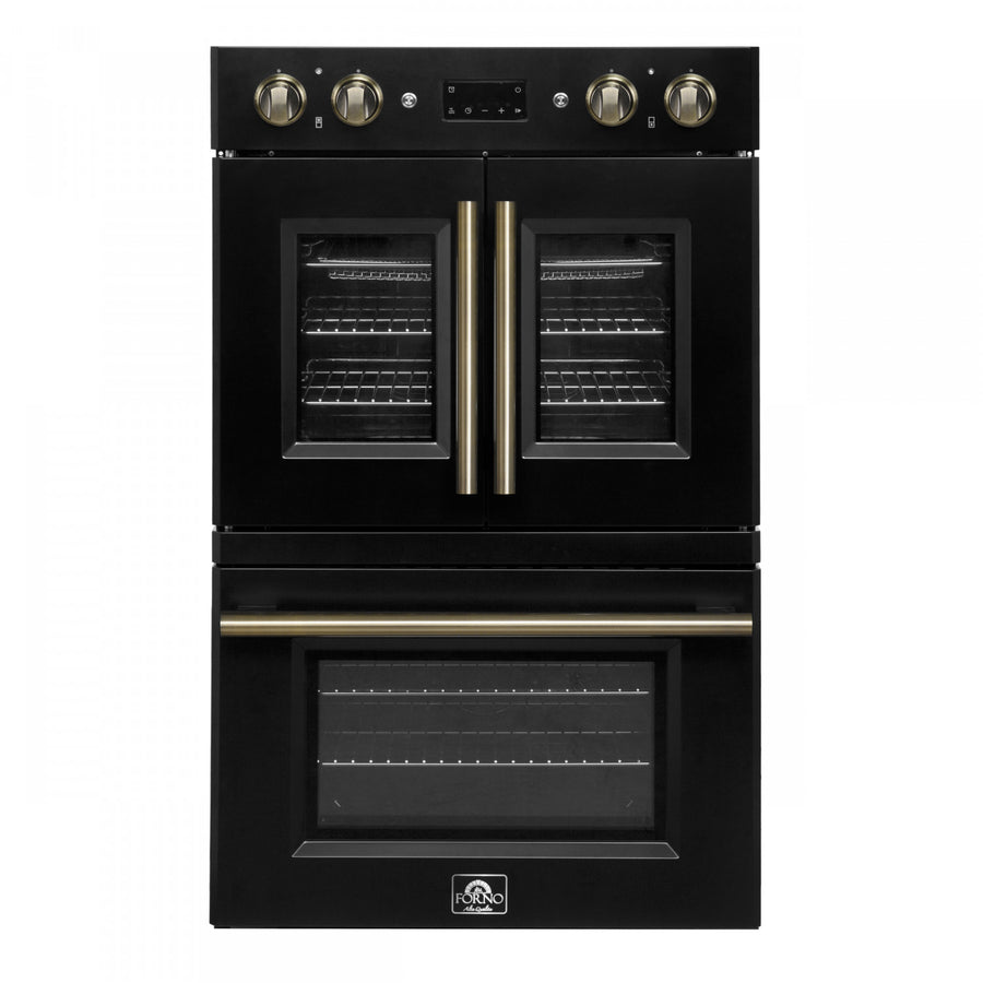 Forno Asti Black 30" French Door Double Wall Oven With Dual True Convection And Air Fry (7.36 Cu. Ft.) - FBOEL1340-30BLK