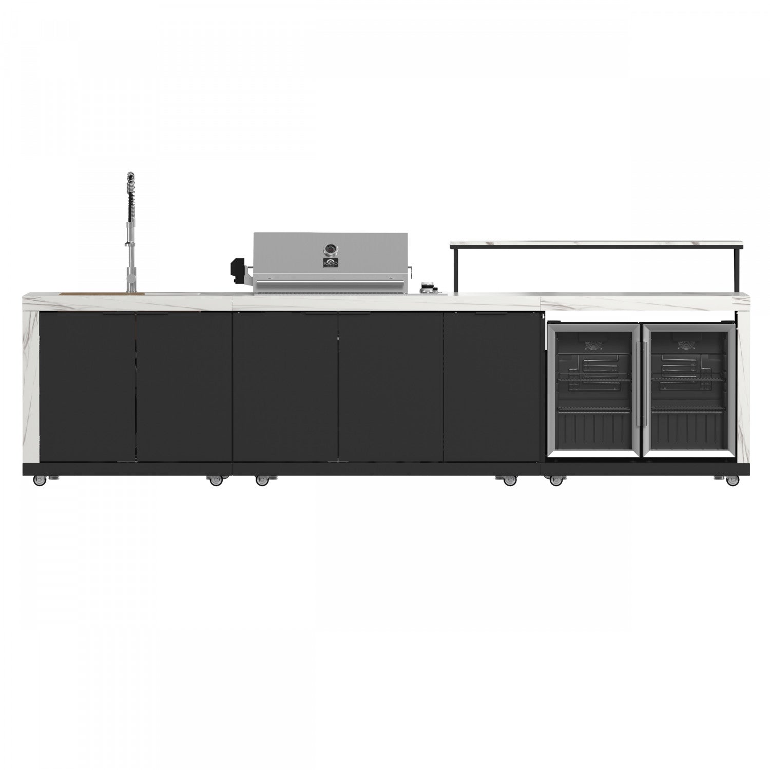 Forno Rimini White Countertop Outdoor Kitchen with 30" 62,600 BTU BBQ and 2 Beverage Centres (4.8 Cu. Ft.) - FODKT2575WHT