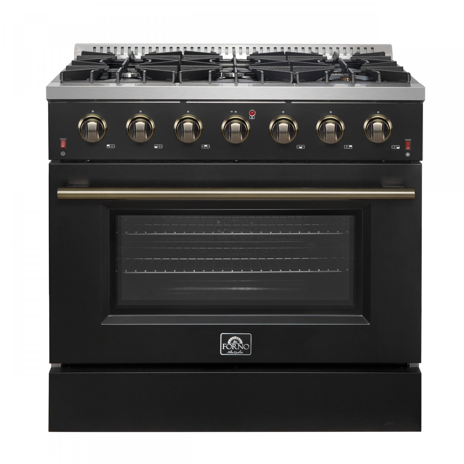 Forno Galiano 36" Black Freestanding Gas Range (5.36 Cu. Ft.) - FFSGS6244-36BLK
