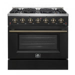 Forno Galiano 36" Black Freestanding Gas Range (5.36 Cu. Ft.) - FFSGS6244-36BLK
