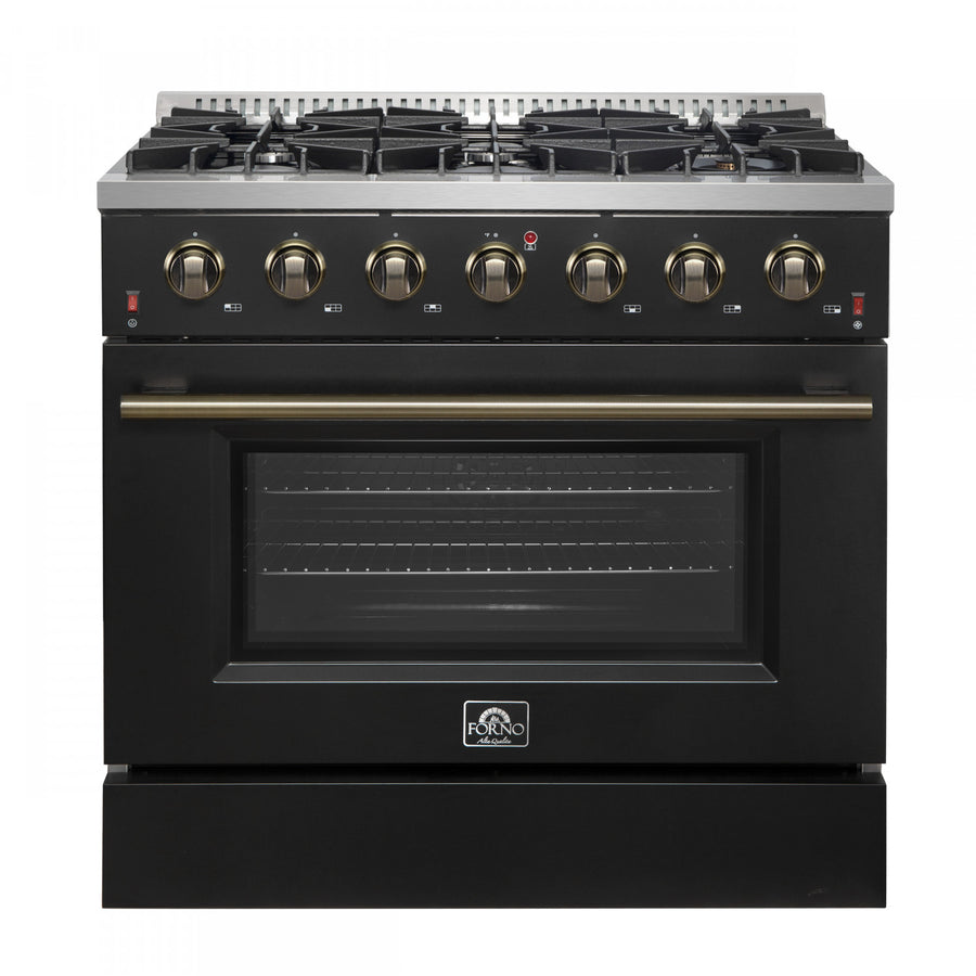 Forno Galiano 36" Black Freestanding Gas Range (5.36 Cu. Ft.) - FFSGS6244-36BLK