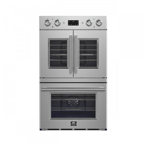 Forno Gallico Stainless Steel 30" French Door Double Wall Oven with Air Fry and Sous Vide (7.36 Cu. Ft.) - FBOEL1388-30