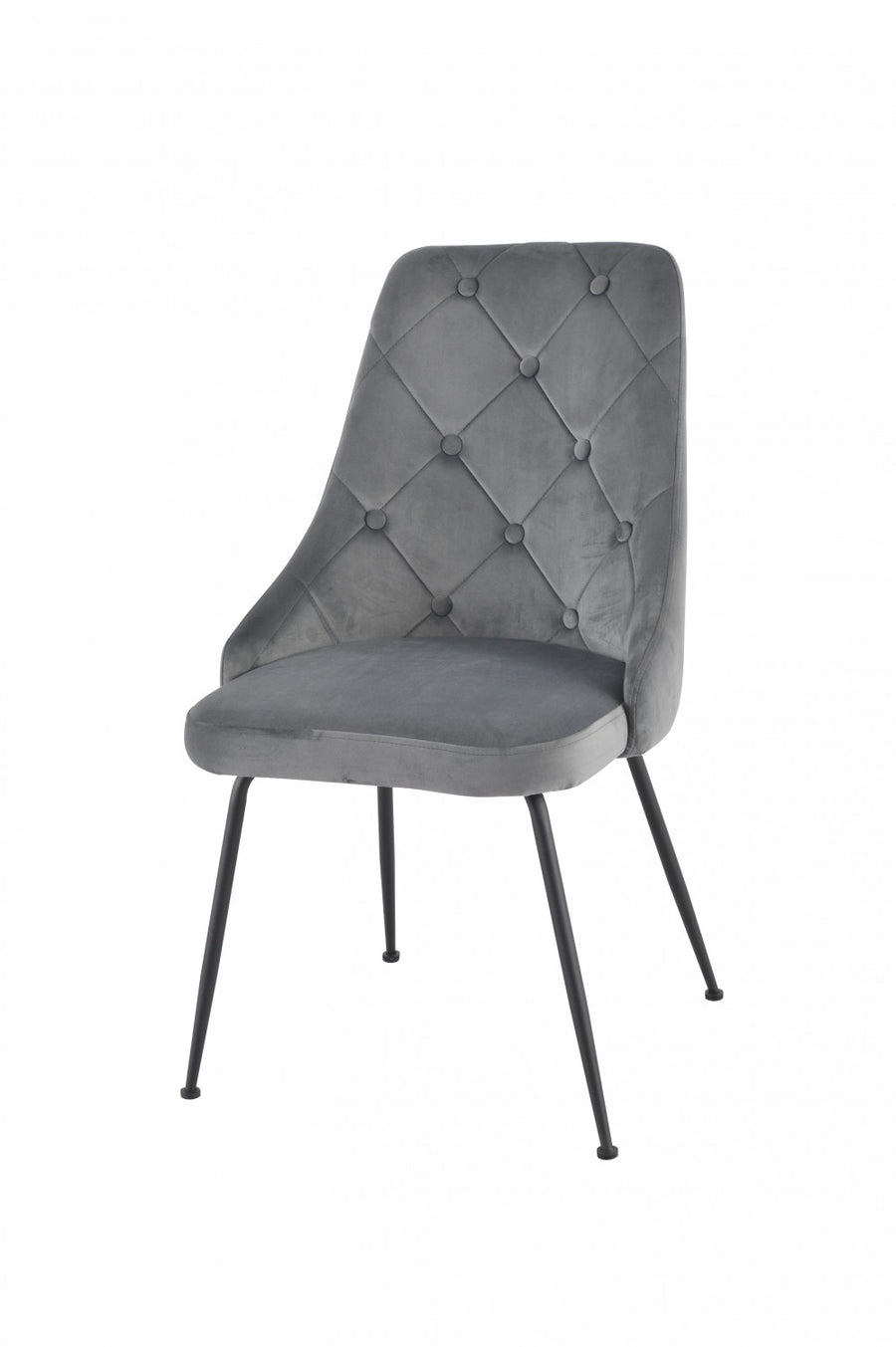 Peacock Velvet Dining Chair - Grey/Black - Set of Two