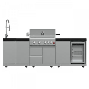 Forno Bulnes Black Countertop Outdoor Kitchen with 30" 60,000 BTU BBQ and Beverage Centre - FODKT2506BLK