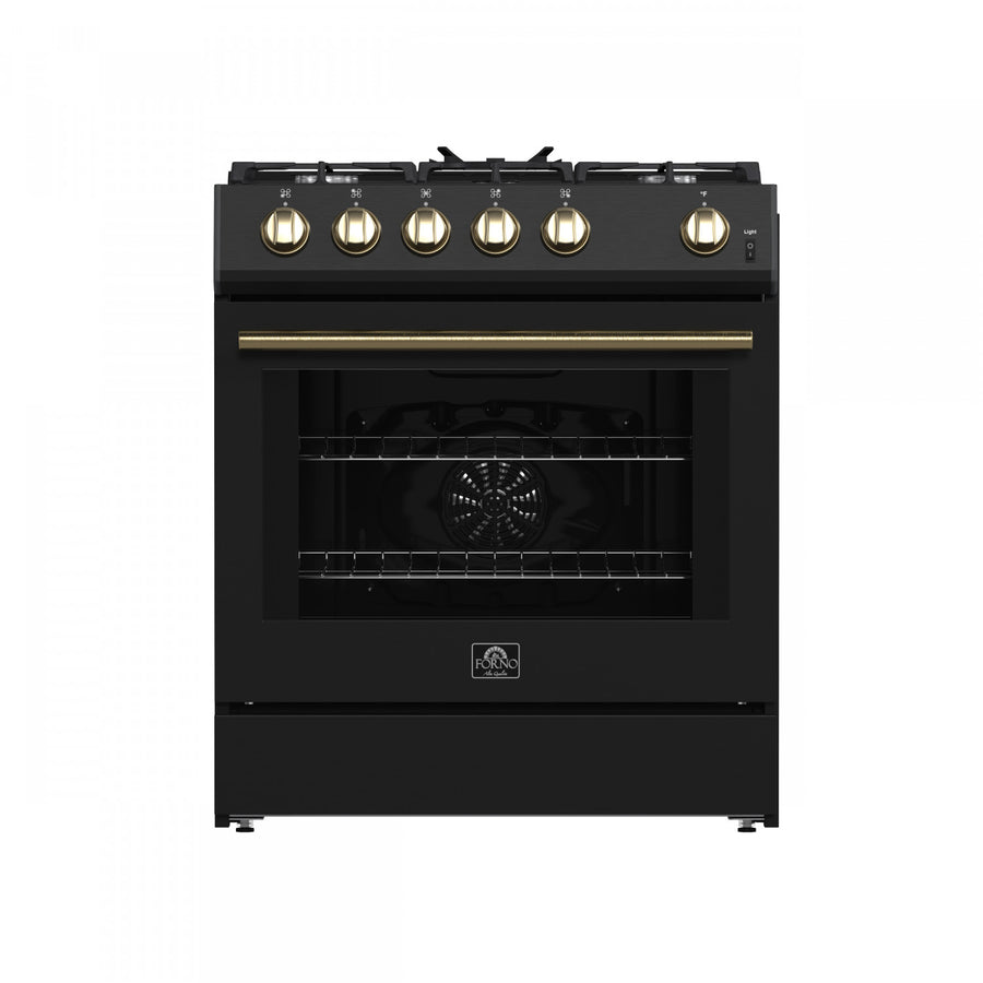 Forno Leonardo 30" Black Freestanding Gas Range (5.0 Cu. Ft.) - FFSGS1116-30BLK