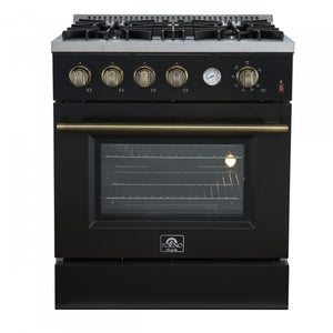 Forno Marco 30" Black Freestanding Gas Range (4.32 Cu. Ft.) - FFSGS6277-30BLK