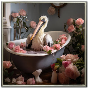 Soaking Pelican Wall Art - Multi-Colour - 24 X 24