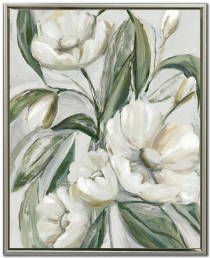 Floral Contrast I Wall Art - White - 30 X 24