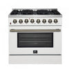 Forno Galiano 36" White Dual Fuel Range with True Convection (5.36 Cu. Ft.) - FFSGS6156-36WHT