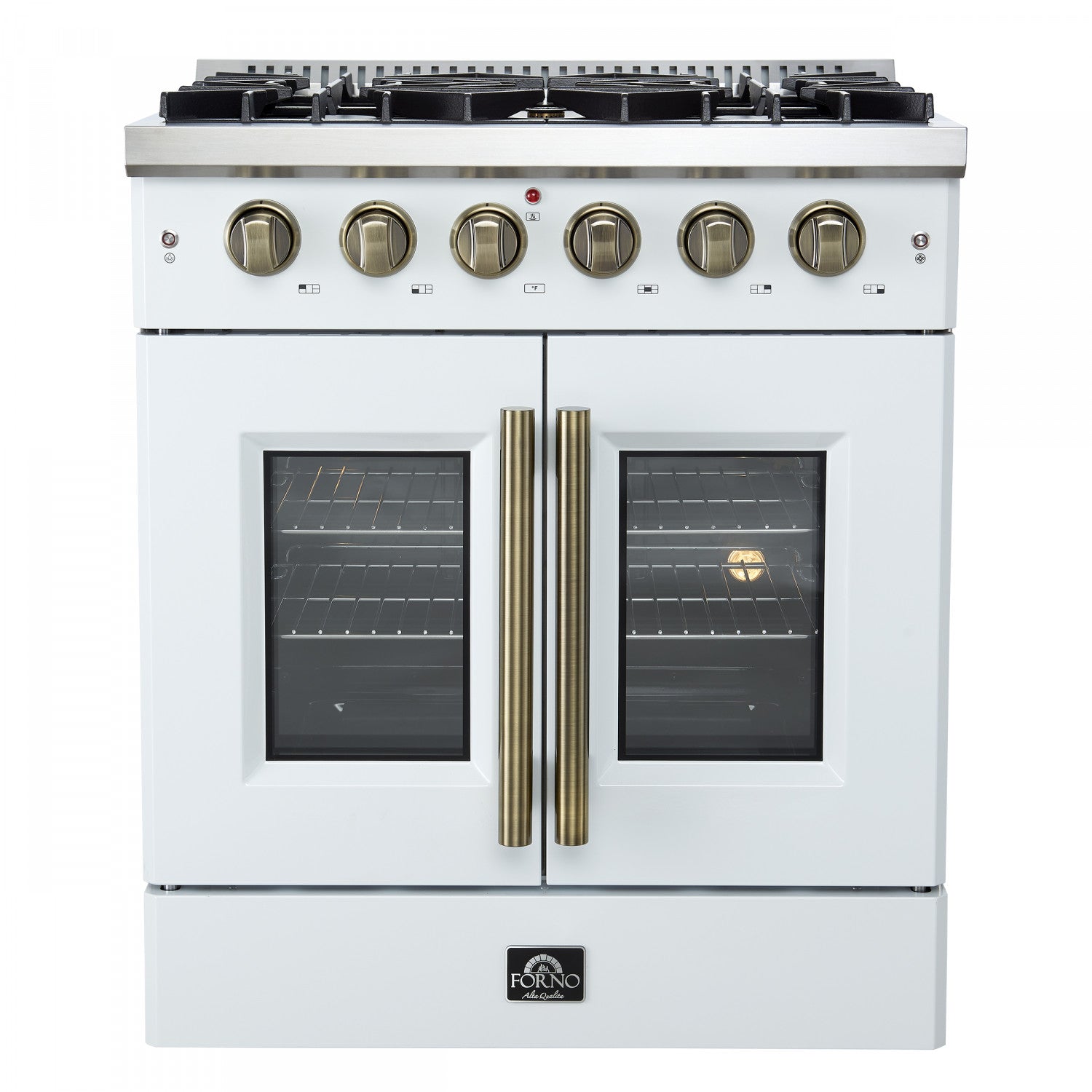 Forno Galiano 30" White French Door Freestanding Gas Range (4.32 Cu. Ft.) - FFSGS6444-30WHT