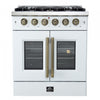 Forno Galiano 30" White French Door Freestanding Gas Range (4.32 Cu. Ft.) - FFSGS6444-30WHT