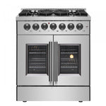 Forno Galiano 30" Stainless Steel French Door Dual Fuel Range with True Convection (4.32 Cu. Ft.) - FFSGS6356-30