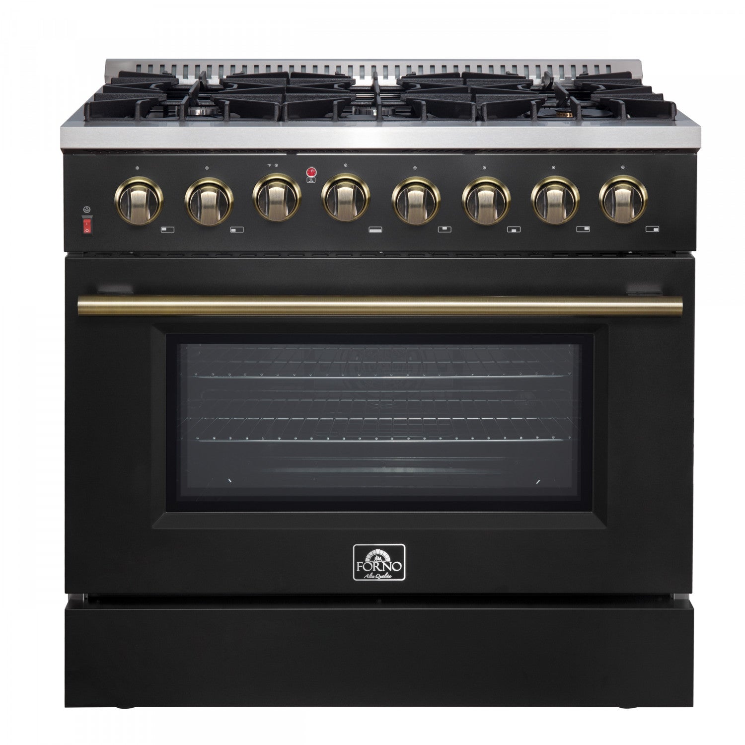 Forno Galiano 36" Black Dual Fuel Range with True Convection (5.36 Cu. Ft.) - FFSGS6156-36BLK