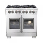 Forno Capriasca 36" Stainless Steel French Door Dual Fuel Range with True Convection (5.36 Cu. Ft.) - FFSGS6387-36