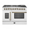 Forno Galiano 48" White Freestanding Dual Fuel Double Oven Range with True Convection (6.58 Cu. Ft.) - FFSGS6356-48WHT