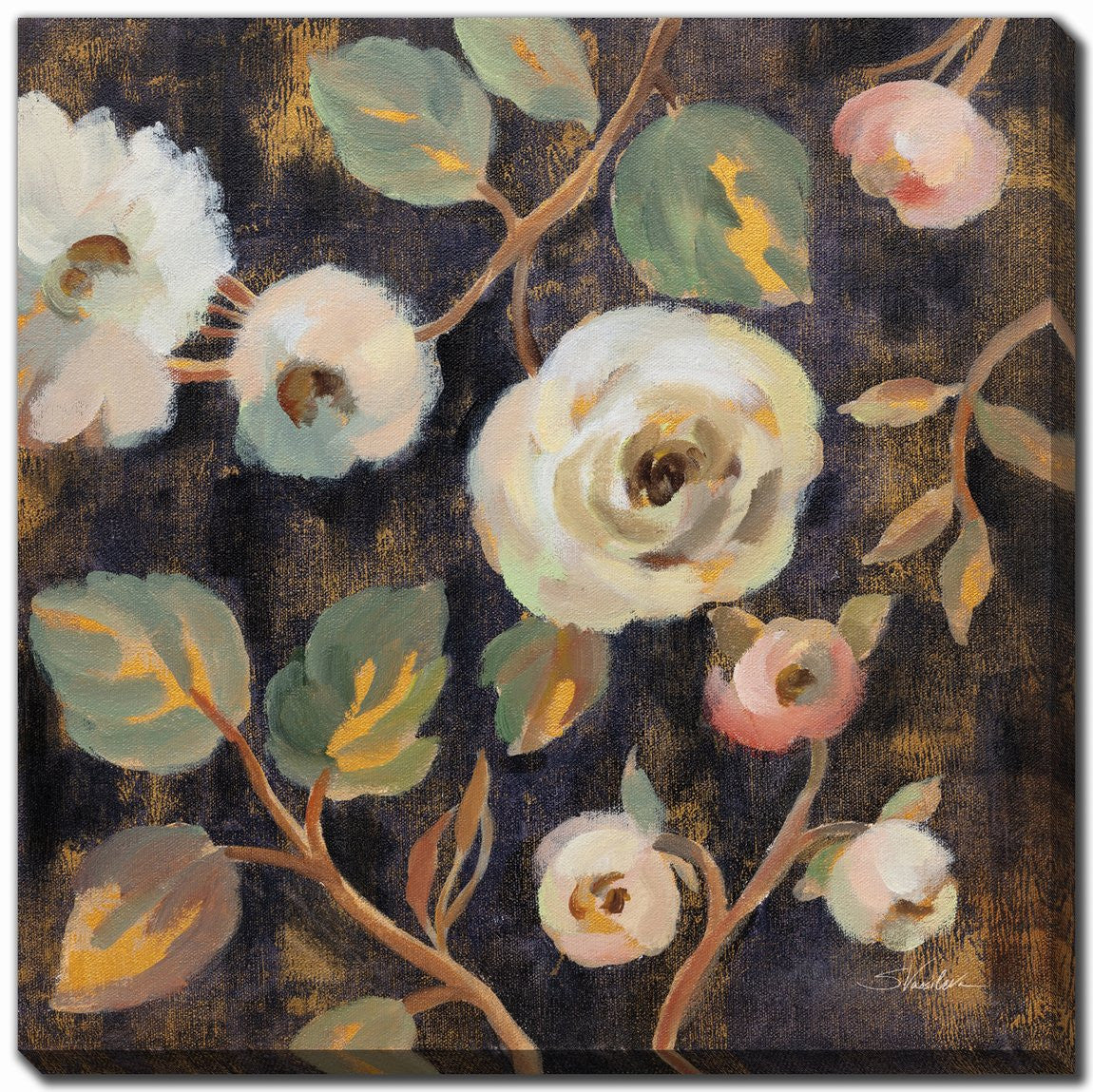Dusky Blooms I Wall Art - Natural - 24 X 24