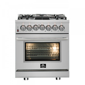 Forno Massimo 30" Stainless Steel Dual Fuel Range With True Convection And Air Fry (4.32 Cu. Ft.) - FFSGS6125-30