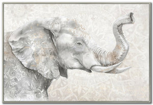 Elephant Reverie Wall Art - Grey/Beige - 32 X 48