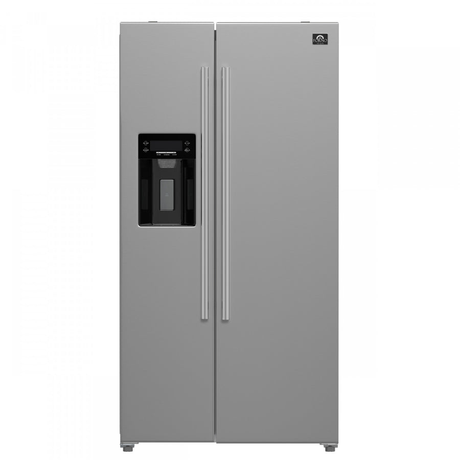Forno Salerno 36" 20 Cu.Ft. Stainless Steel Freestanding Side-by-Side Refrigerator with Ice & Water Dispenser - FFRBI1844-36SB