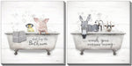 Tub Time Shenanigans Wall Art - Grey/White - 16 X 16 - Set of Two