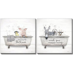 Tub Time Shenanigans Wall Art - Grey/White - 16 X 16 - Set of Two