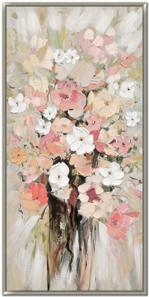 Canvas Bouquet Wall Art - Pink/Natural - 28 x 56