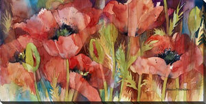 Garden of Poppies Wall Art - Red - 10 X 20