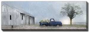 Vintage Bloom Truck Wall Art - Blue/Grey - 20 X 60