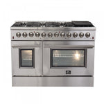 Forno Galiano 48" Stainless Steel Freestanding Dual Fuel Double Oven Range with True Convection (6.58 Cu. Ft.) - FFSGS6156-48
